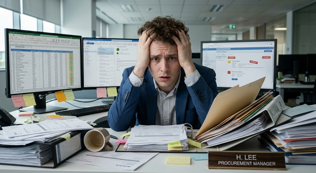 Henry, the overwhelmed procurement manager